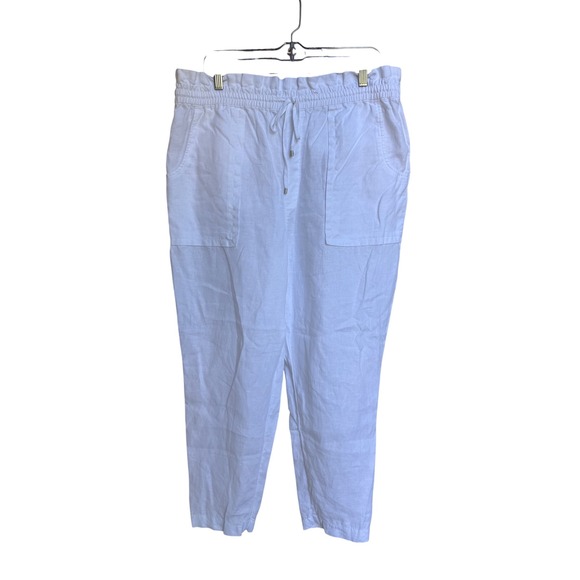Ralph Lauren Black Label Pants 100% Linen Paper Bag Drawstring Size 14 Beachy - Picture 1 of 6